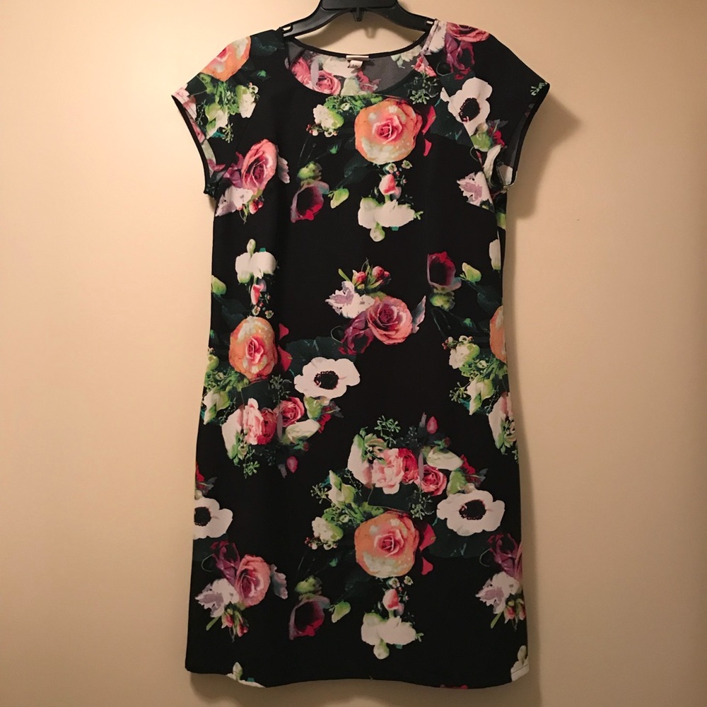 Merona Black Floral Print Dress